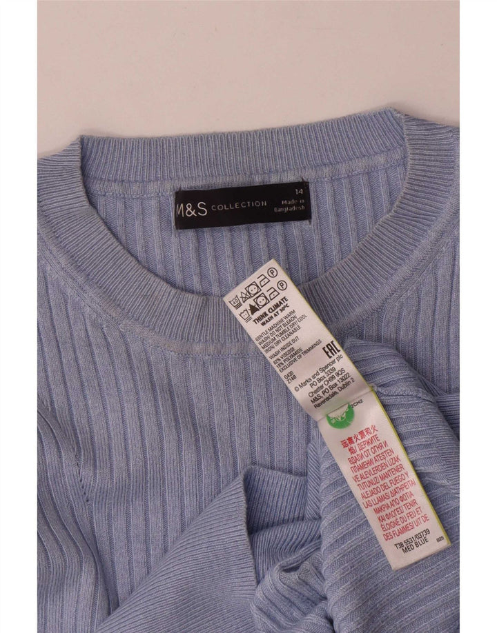 Marks & Spencer Dame sweater med rund hals DK 14 Stor blå viskose