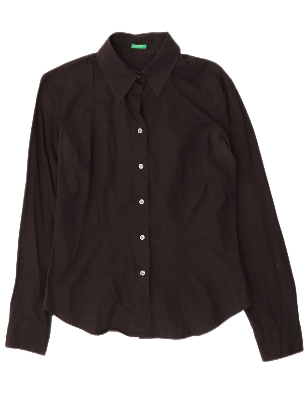 Benetton Dameskjorte UK 14 Medium Sort Bomuld