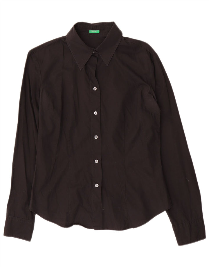 Benetton Dameskjorte UK 14 Medium Sort Bomuld
