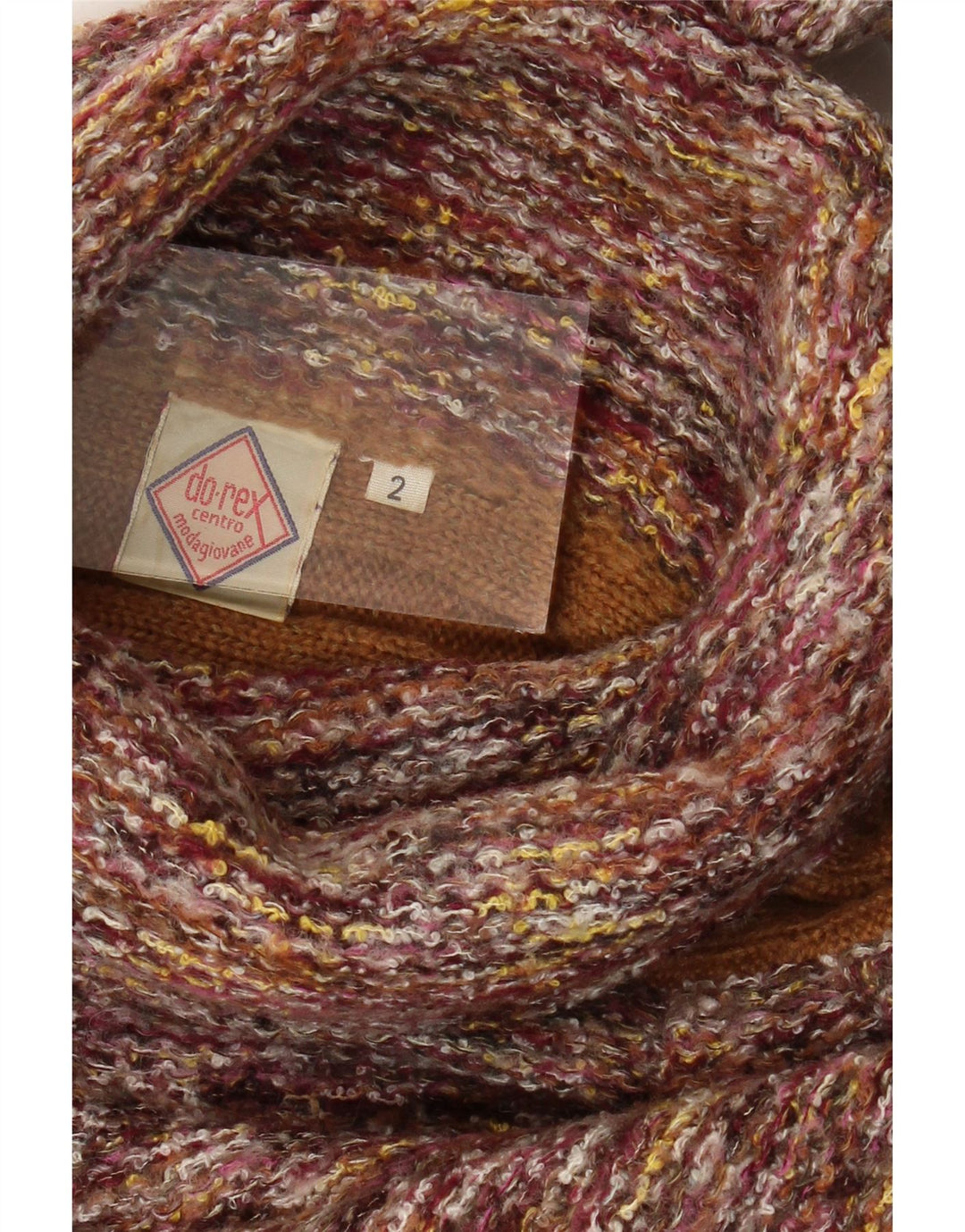 VINTAGE Dame Rullehalstrøje UK 14 Medium Flerfarvet Stribet