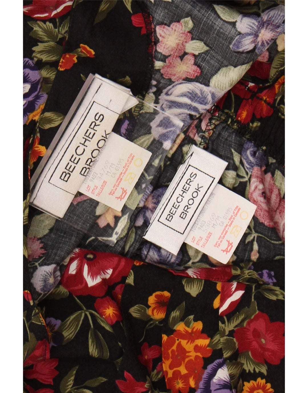 BEECHERS BROOK Womens 2 Piece Set UK 12 Medium W28 Black Floral Rayon