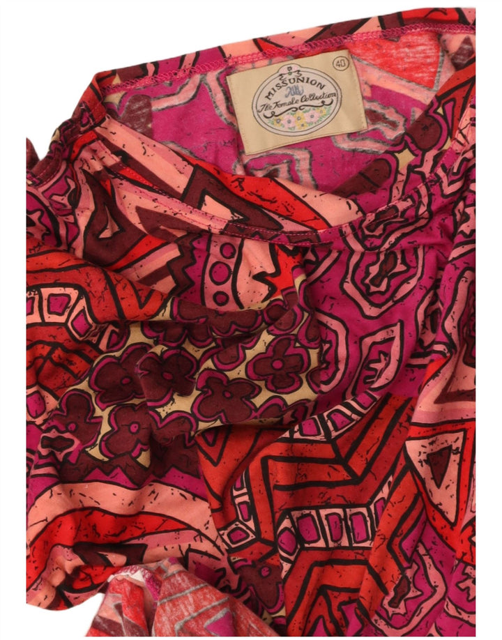 VINTAGE Womens Graphic T-Shirt Top EU 40 Medium Multicoloured Geometric