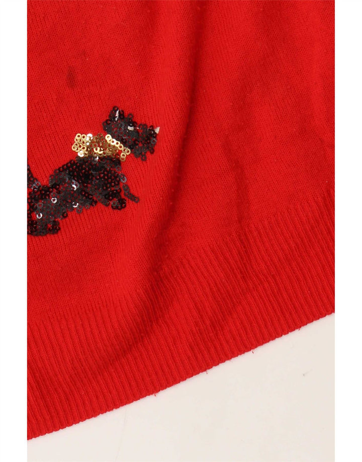 Marks & Spencer Dame Boat Neck Jumper Sweater UK 16 Large Red