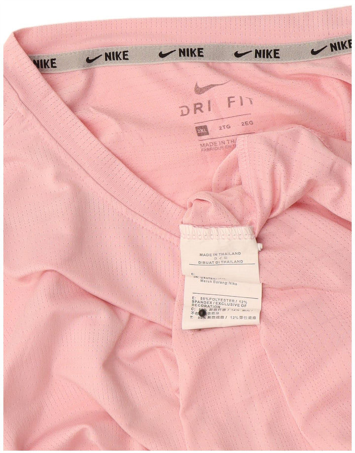 Nike Herre Dri Fit T-Shirt Top 2XL Pink Polyester