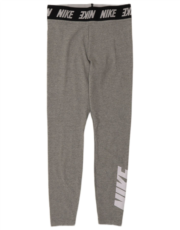 Nike Dame Grafiske Leggings UK 12 Medium Grey Colourblock Bomuld