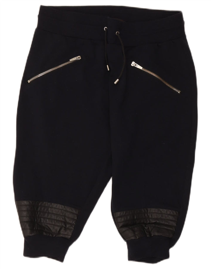 Zara Dame Bermuda Sport Shorts Large Navy Blue Polyester