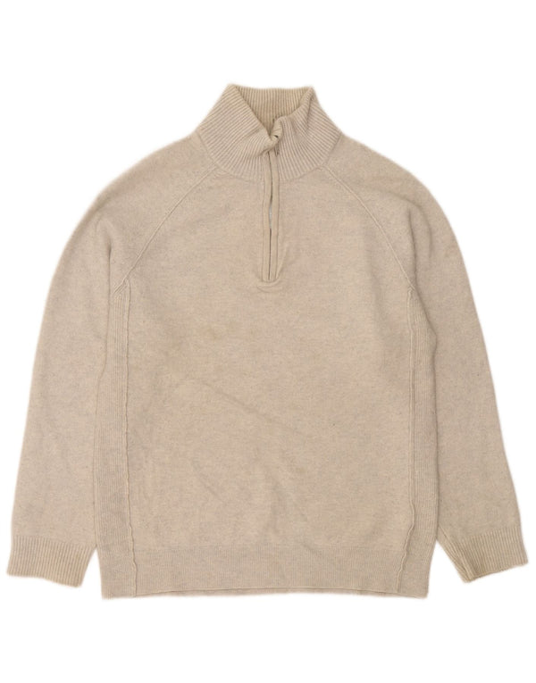 Reiss Sweater med lynlås til kvinder UK 18 XL Beige Flecked Wool