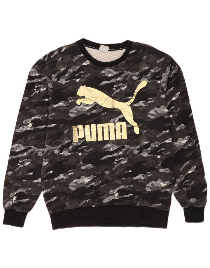 Puma Herre Grafisk Sweatshirt Jumper Medium Grå Camouflage