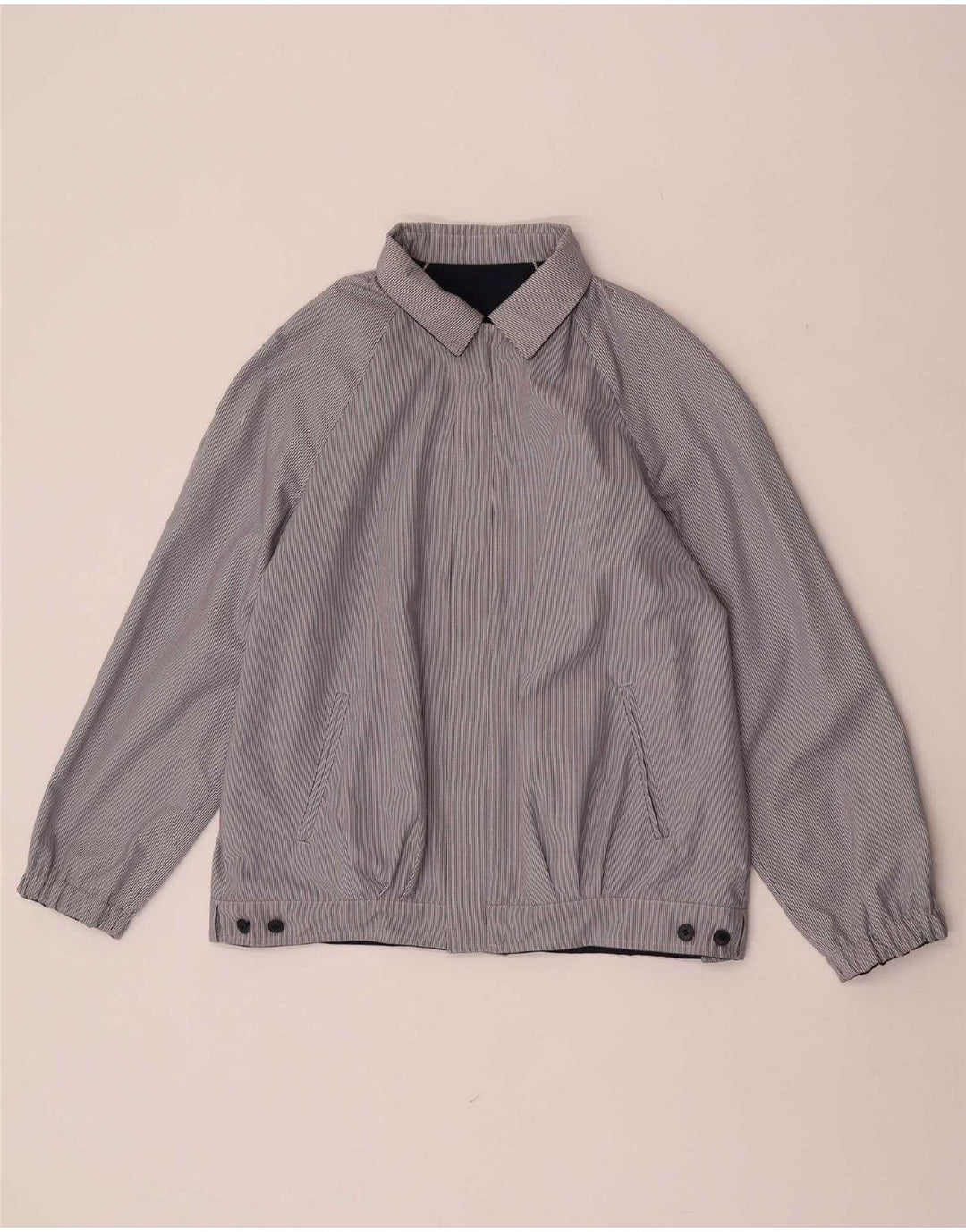 Vintage vendbar bomberjakke til kvinder EU 38 Medium marineblå polyester