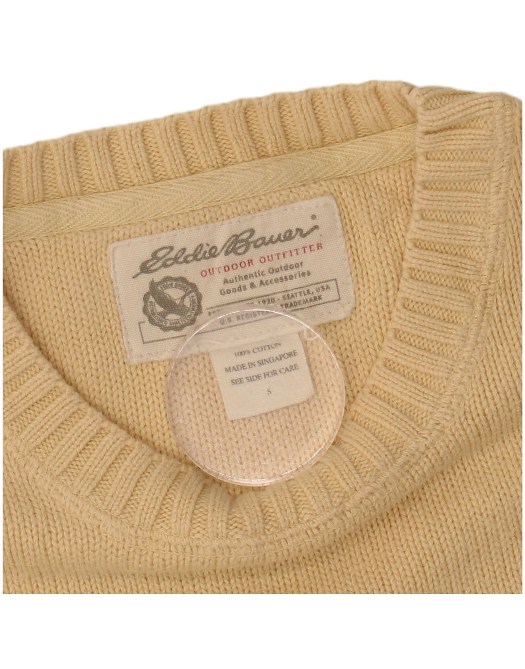 Eddie Bauer Herre trøje med rund hals, lille gul bomuld