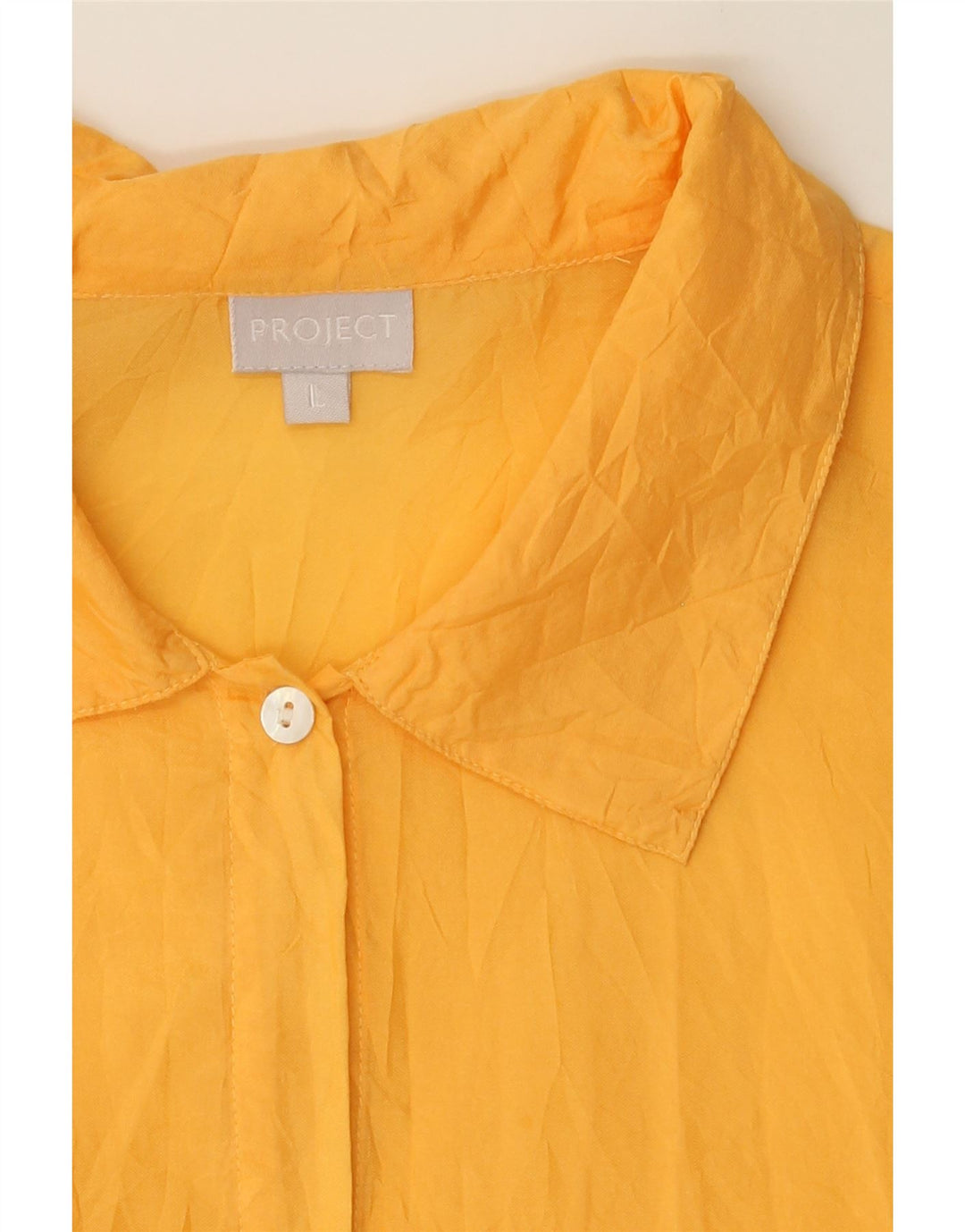 PROJECT Womens Short Sleeve Shirt Blouse UK 16 Large Yellow Silk Vintage Project and Second-Hand Project from Messina Hembry 