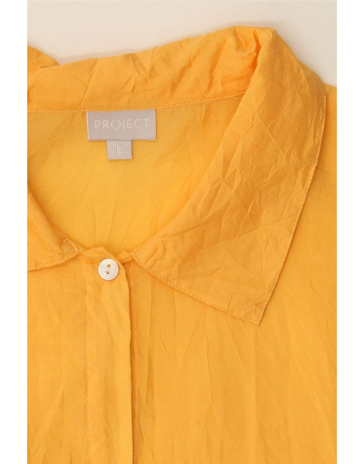 PROJECT Womens Short Sleeve Shirt Blouse UK 16 Large Yellow Silk Vintage Project and Second-Hand Project from Messina Hembry 