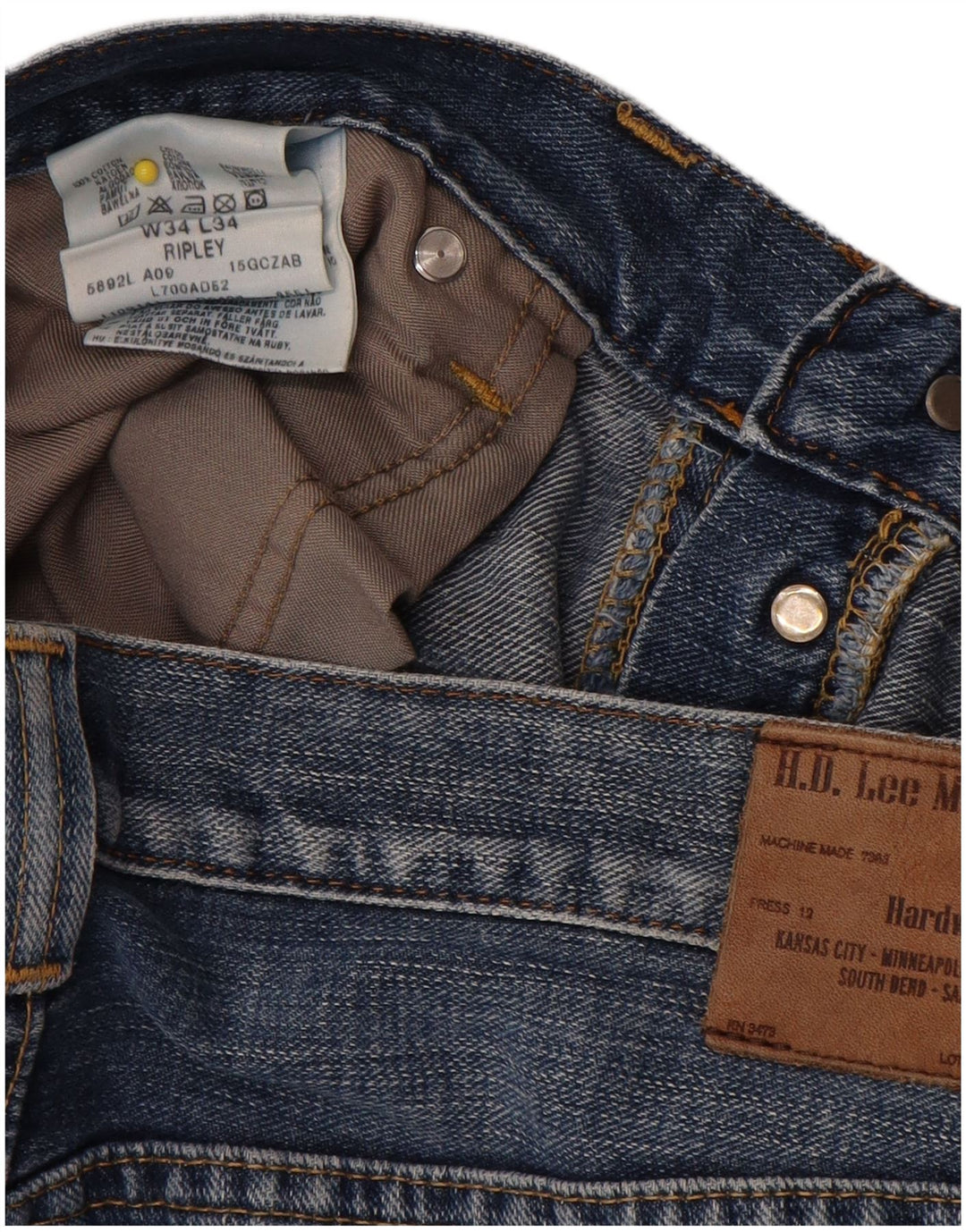 Lee Herre Ripley Straight Jeans W34 L34 Blå Bomuld