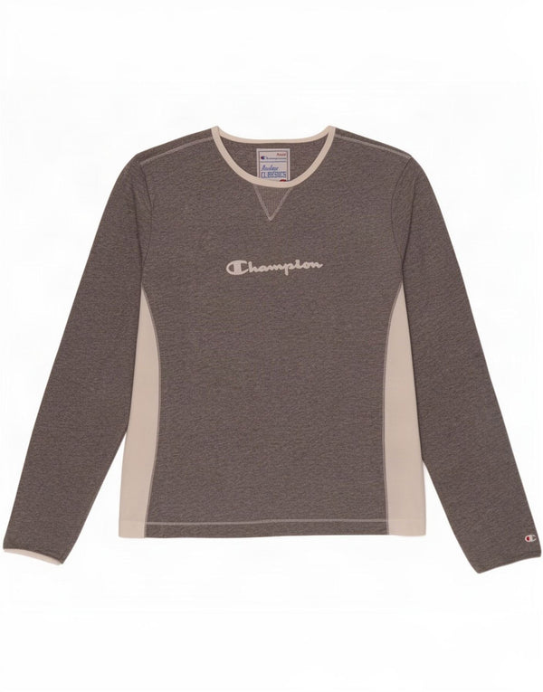 Champion Womens Heritage Classics Grafisk Top Langærmet UK 14 Stor Grå