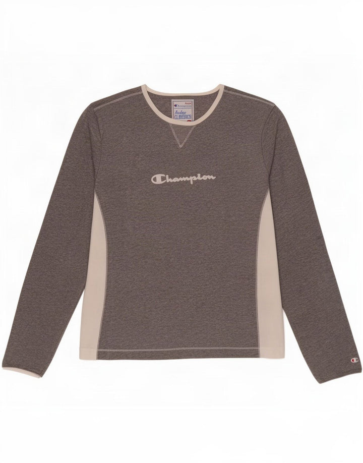 Champion Womens Heritage Classics Grafisk Top Langærmet UK 14 Stor Grå