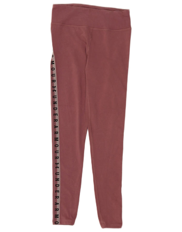 Under Armour Womens Heat Gear Leggings UK 10 Small Pink Colourblock