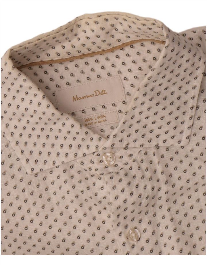 Massimo Dutti Herreskjorte Medium White Spotted Linen