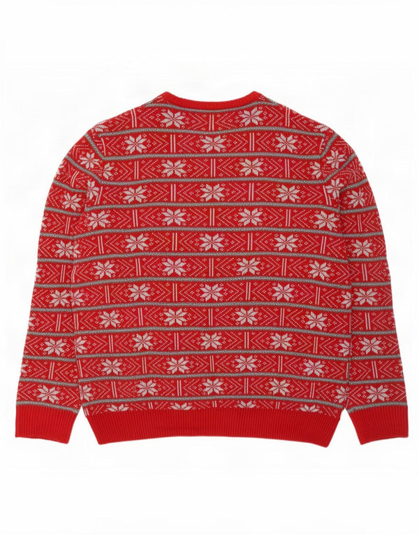 Marks & Spencer Herre sweater med rund hals DK 16 Large Red Fair Isle