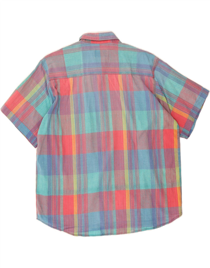 ELEGANCE Mens Short Sleeve Shirt Size 43/44 XL Blue Check Cotton Vintage Elegance and Second-Hand Elegance from Messina Hembry 