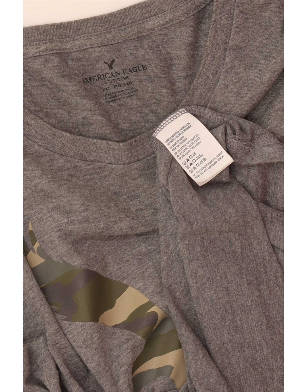 American Eagle Herre Grafisk T-Shirt Top 2XL Grå Bomuld