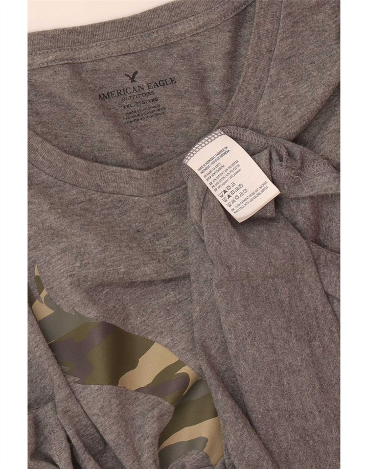 American Eagle Herre Grafisk T-Shirt Top 2XL Grå Bomuld