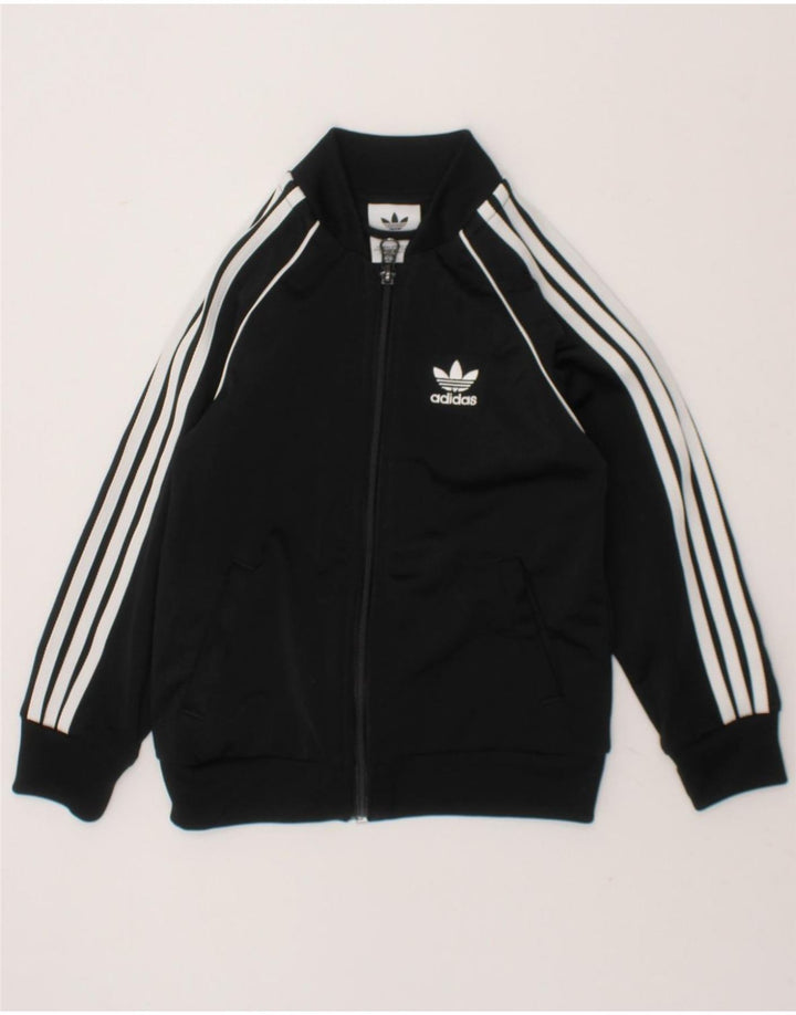 ADIDAS Girls Tracksuit Top Jacket 3-4 Years Black Polyester Vintage Adidas and Second-Hand Adidas from Messina Hembry 