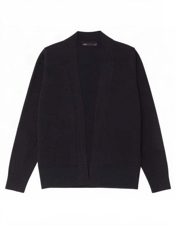 Marks & Spencer Womens Open Cardigan Sweater UK 10 Small Navy Blue Acryl