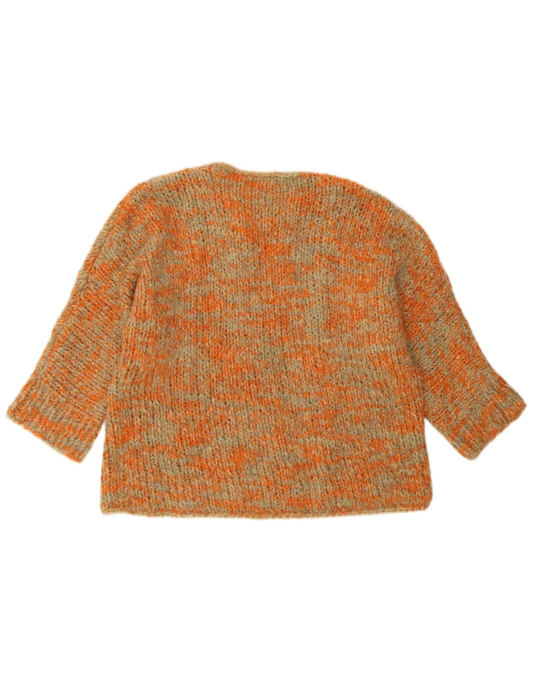 VINTAGE Womens Crop Boat Neck Jumper Sweater UK 18 2XL Orange Flecked