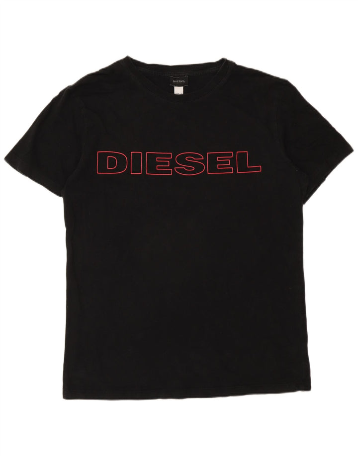Diesel Herre Grafisk T-Shirt Top Stor Sort Bomuld