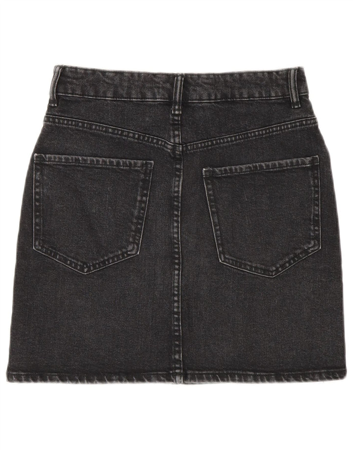 Zara Dame Mini Denim Nederdel Lille W26 Grå Bomuld