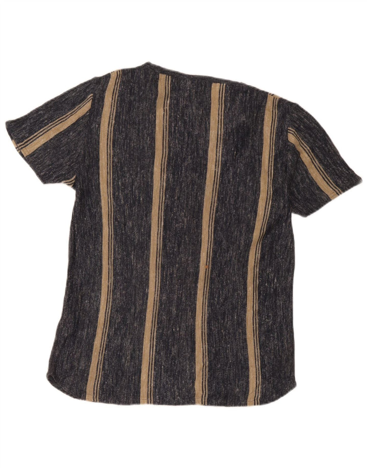 Zara herre T-shirt top lille grå stribet akryl