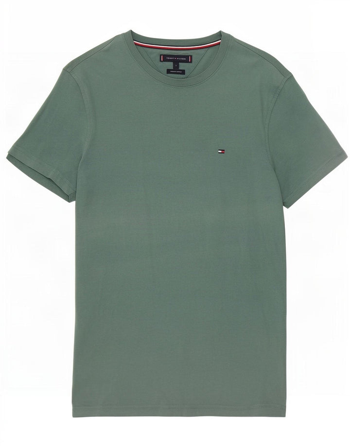 Tommy Hilfiger Herre T-Shirt Top Lille Grøn Bomuld