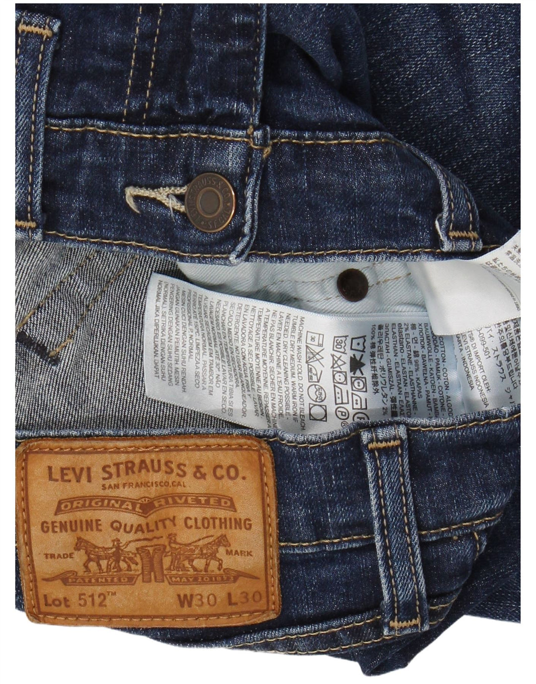 LEVI'S Herre 512 Slim Tapered Jeans W30 L30 Blå Bomuld