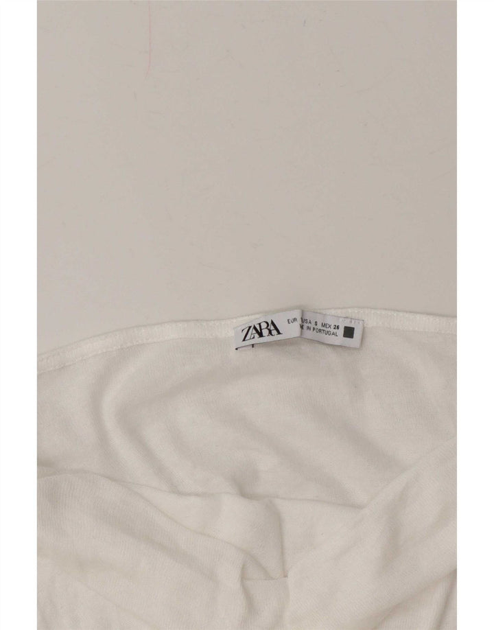 Zara Dame Bluse Top UK 10 Small White