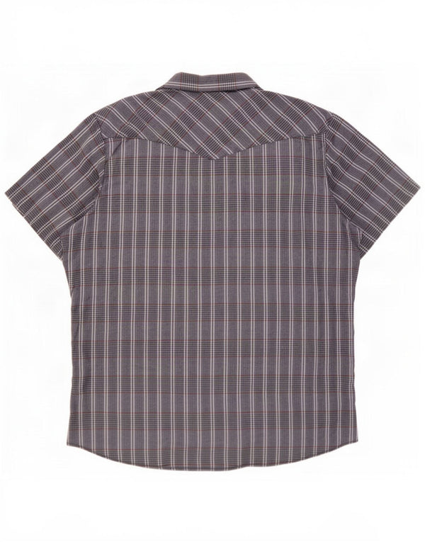 Wrangler Herre høj kortærmet skjorte 2XL grå plaid bomuld
