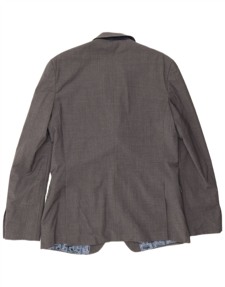 Ted Baker Herre 2 Button Slim Fit Blazer Jacket UK 42 XL Grå Uld