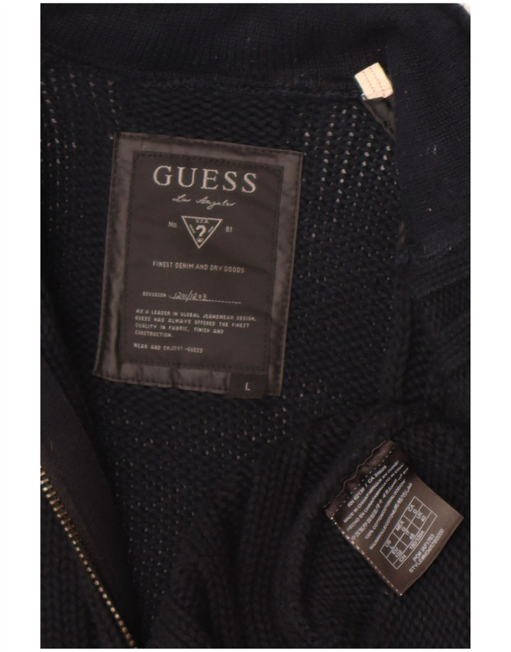 Guess Herre Cardigan Sweater Stor Sort Bomuld