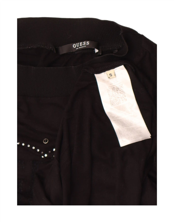 Guess Grafisk Top Langærmet UK 10 Small Black Viscose