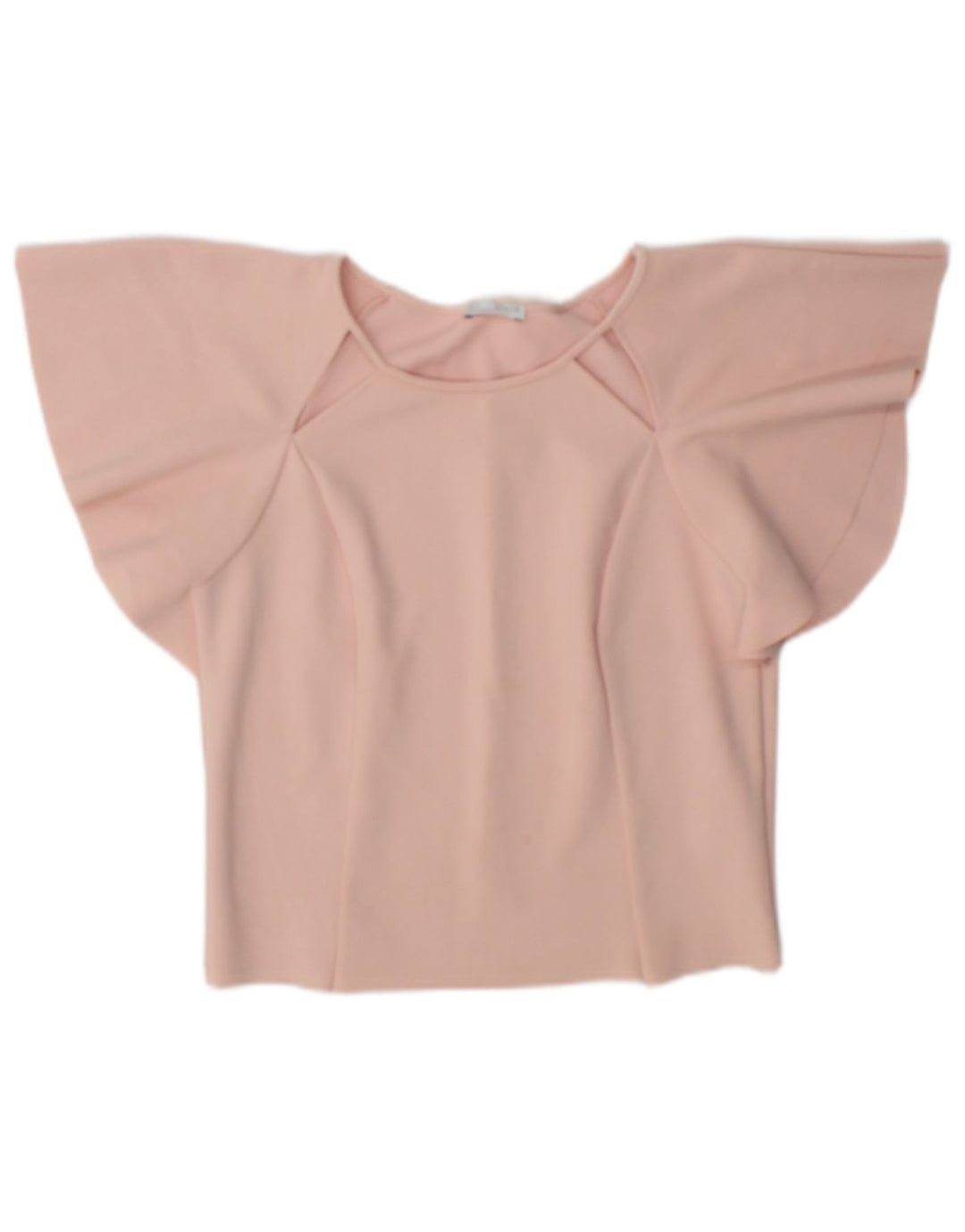 Zara Womens Crop Batwing Bluse Top UK 10 Small Pink Polyester