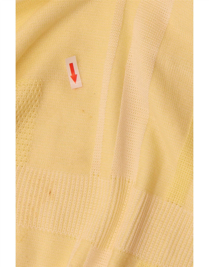 Vintage herre sweater med rund hals, stor gul farveblok