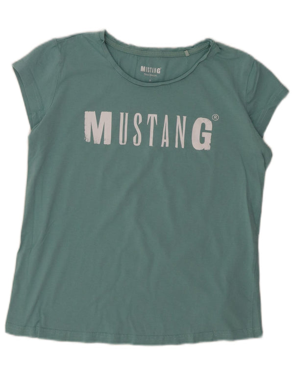 MUSTANG Grafisk T-shirt top til kvinder UK 10 Lille grøn bomuld