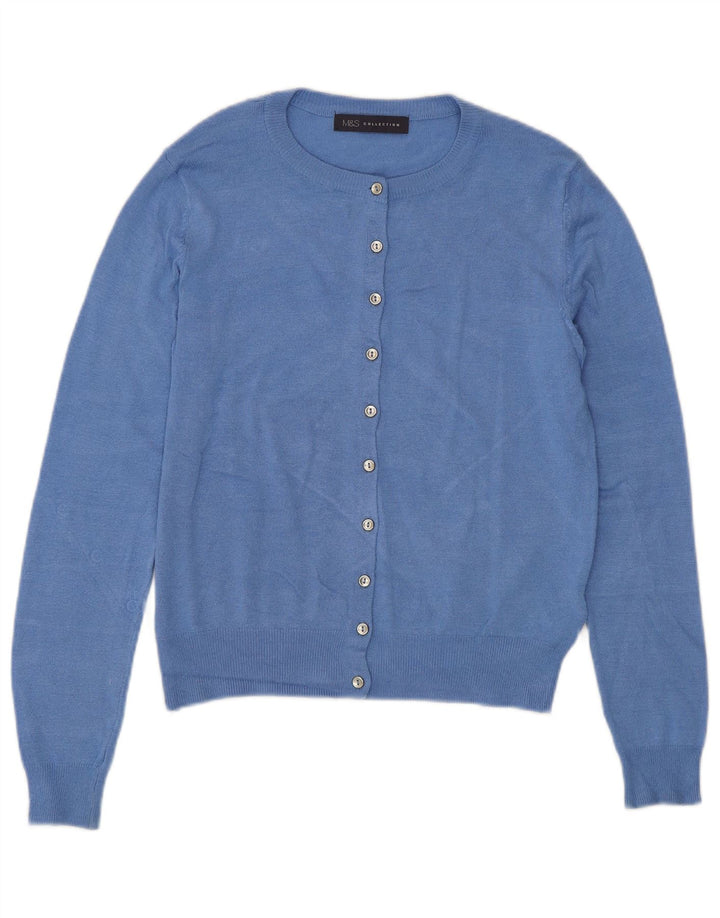 Marks & Spencer Dame Crop Cardigan Sweater UK 8 Small Blue Viscose