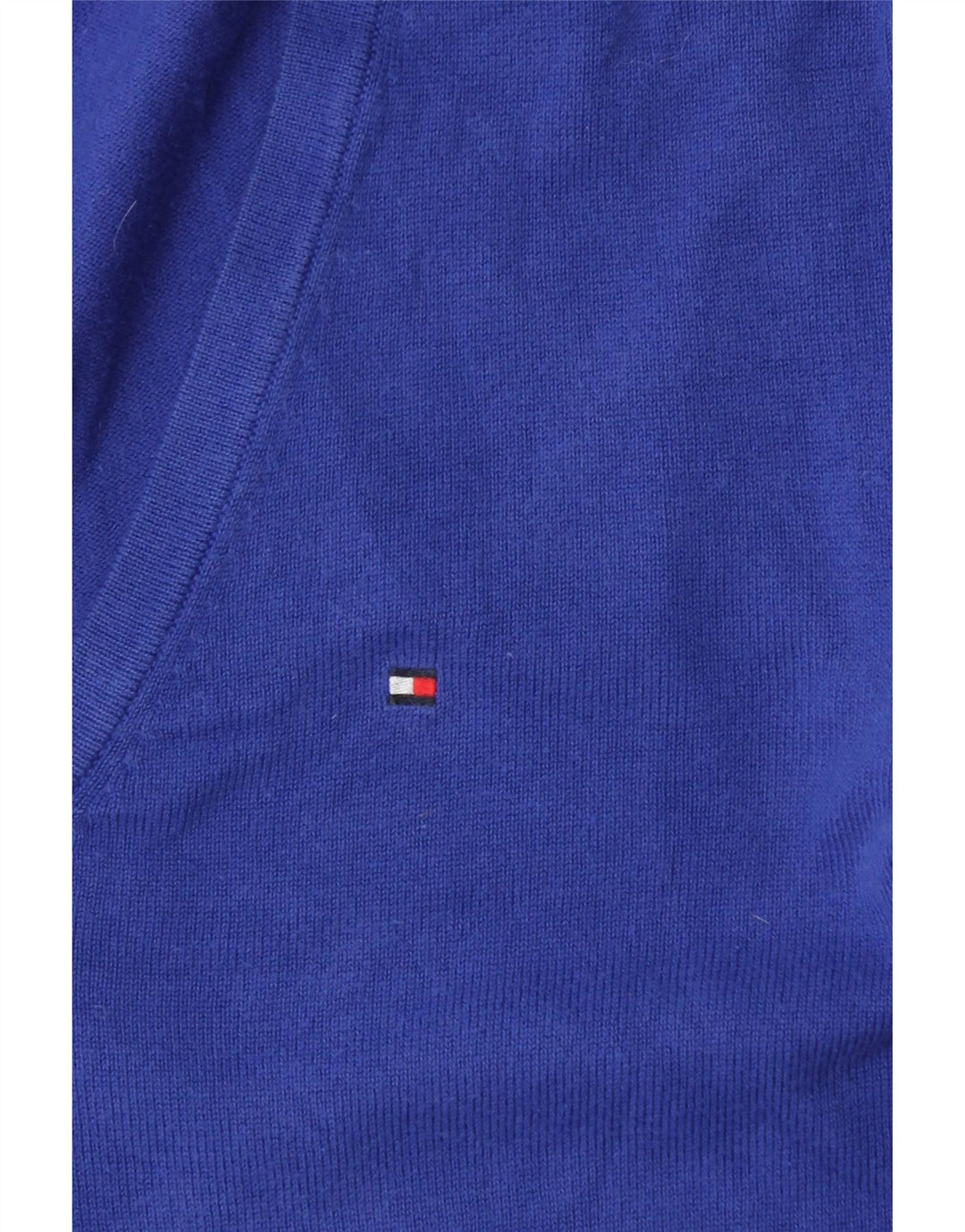 TOMMY HILFIGER Dame V-hals sweater UK 10 Lille blå bomuld