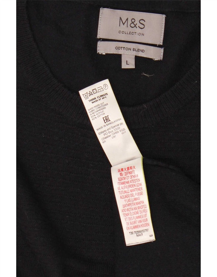 Marks & Spencer Herre sweater med rund hals, stor marineblå akryl