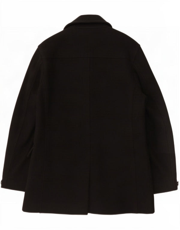 Calvin Klein Jeans Herre Pea Coat UK 40 Large Black Wool