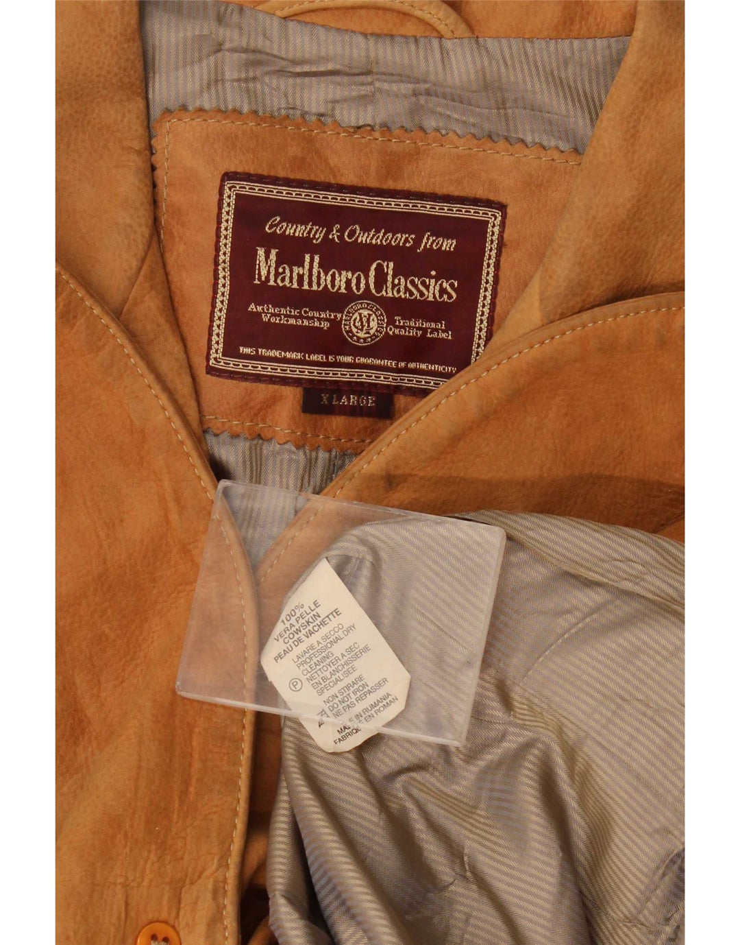 Marlboro Classics Herre 3-knaps ruskindsblazerjakke UK 42 XL Beige Læder