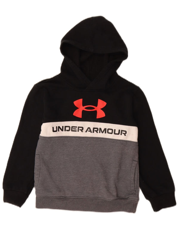 UNDER ARMOUR Grafisk hættetrøje til drenge 6-7 år Sort Colourblock Bomuld