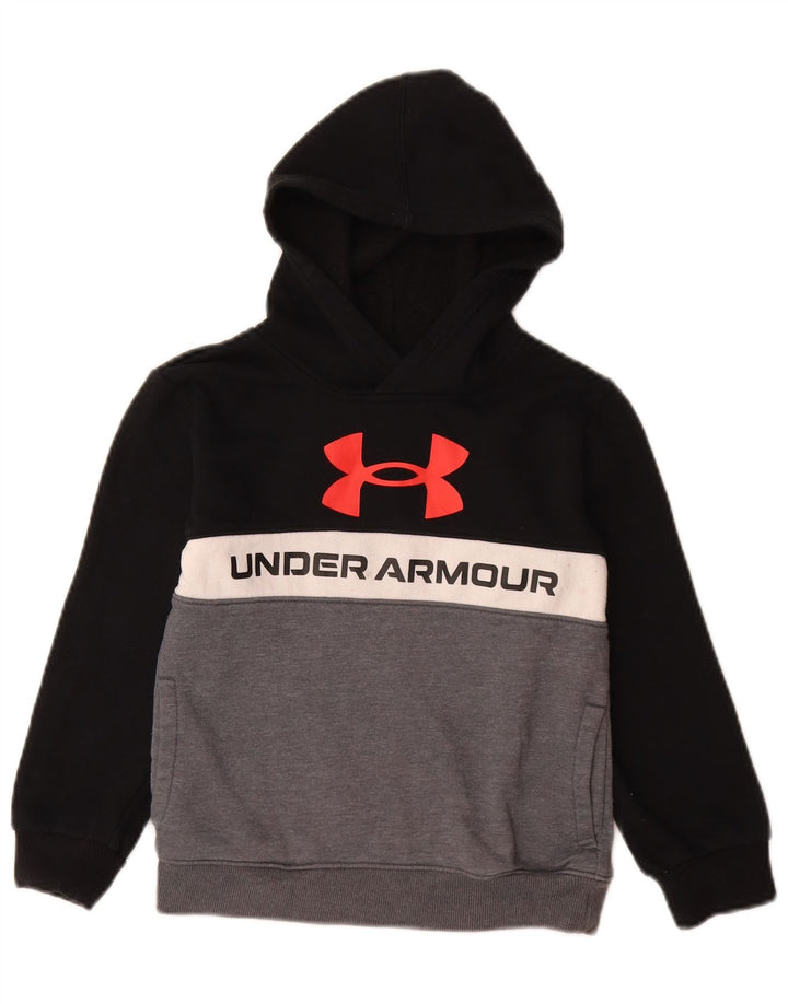 UNDER ARMOUR Grafisk hættetrøje til drenge 6-7 år Sort Colourblock Bomuld