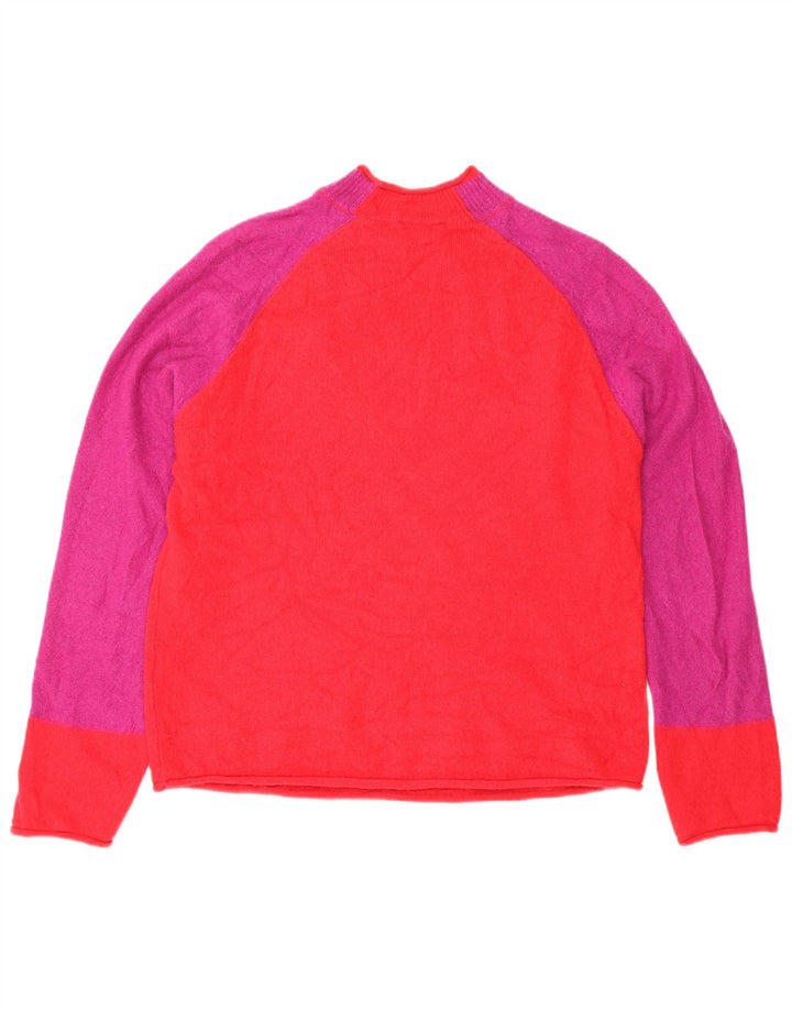 Jigsaw Dame Turtle Neck Jumper Sweater UK 16 Large Red Colourblock