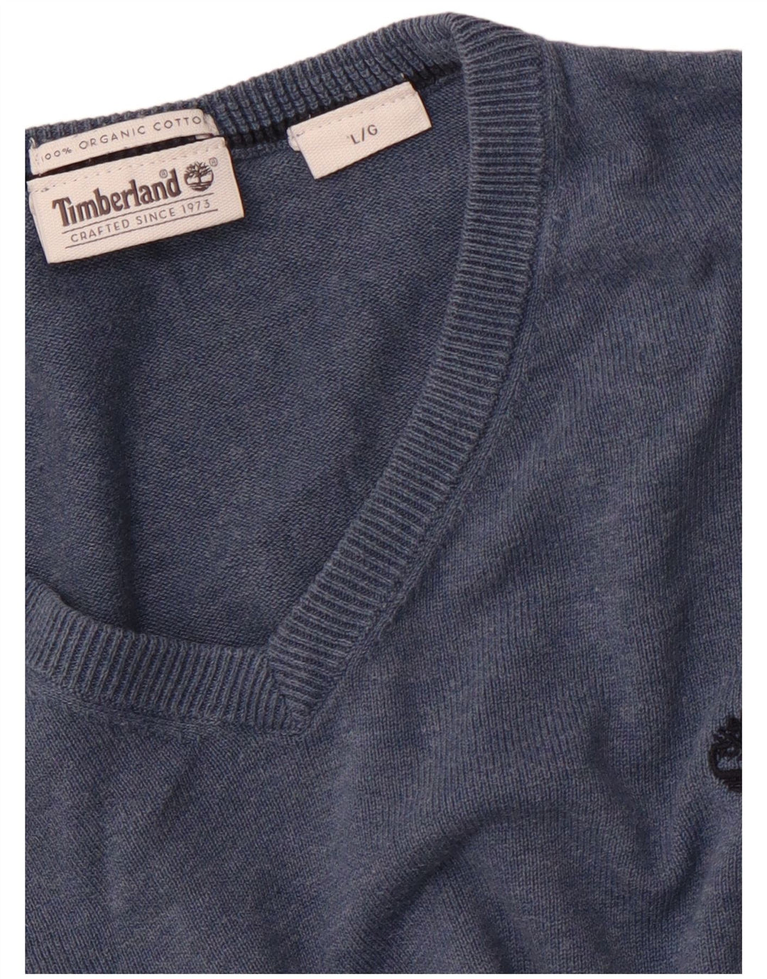 TIMBERLAND Dame V-hals sweater UK 16 Stor marineblå bomuld